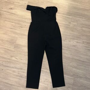 Classy Black One Shoulder Jumpsuit with Pockets